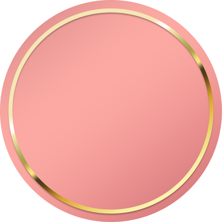 pink banner gold circle frame and dot