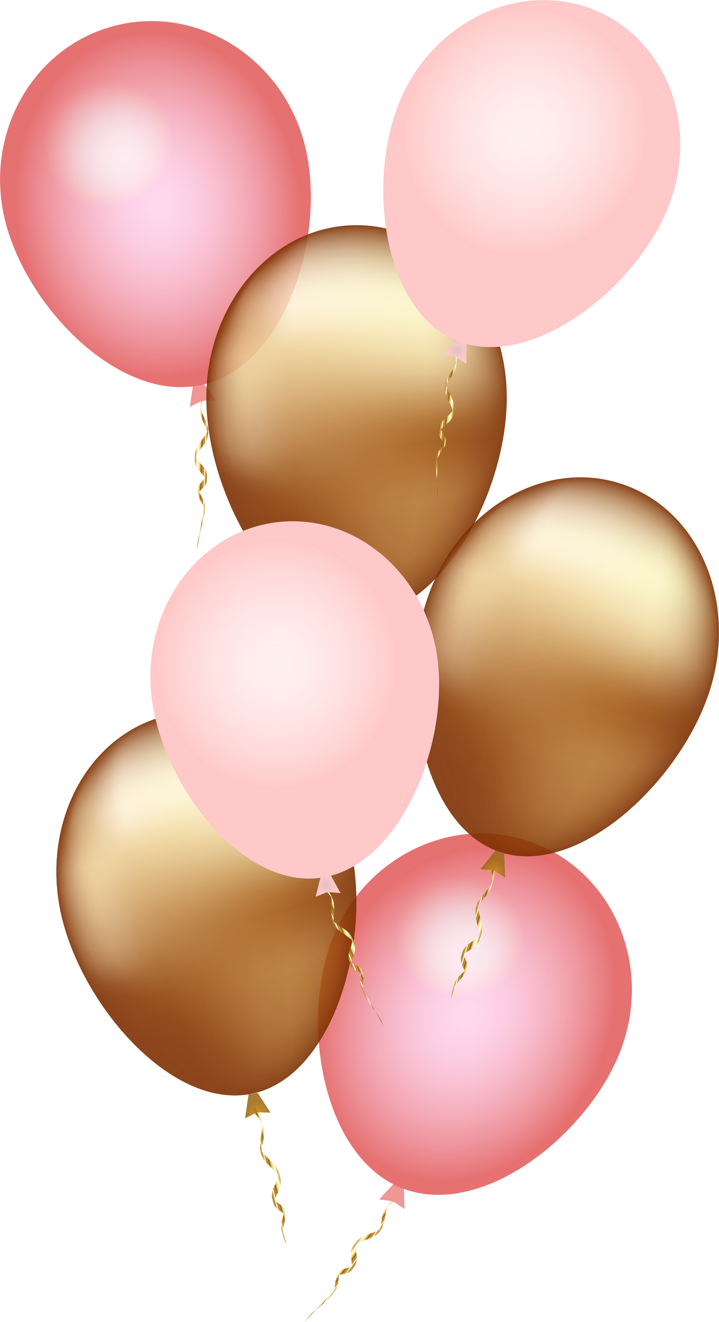 Realistic pink and gold balloons